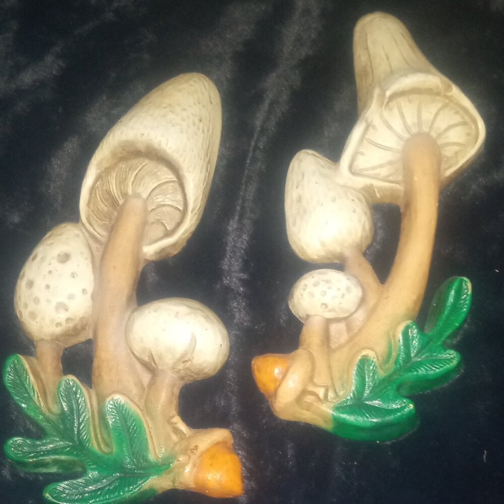 1970's Chalkware Mushroom Plaques